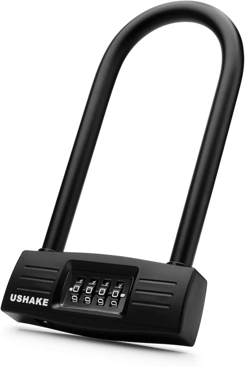 USHAKE Heavy Duty Bike Combination U Lock, Anti Theft Paddle Lock for Bicycle, Electric Scooter, Motorcycles