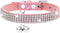 PUPTECK Basic Adjustable Cat Collar with Bling Diamond and Double Bells, for Kitten and Small Puppy, Pink, 10-13 in