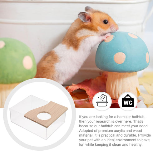 Totority Hamster Sand Bath Box, Acrylic Toilet Hamster Bathtub Small Animal Pet Sauna Toilet Sand Bath Box Shower Case