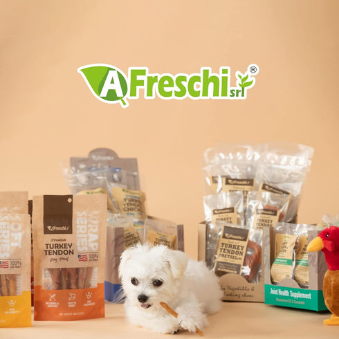 Afreschi Turkey Tendon for Dogs, All Natural Human Grade Dog Treat, Soft Series, Rawhide Alternative, Suitable for