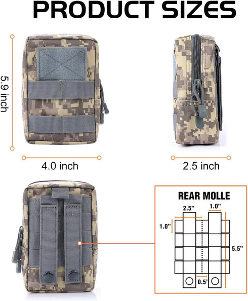Gogoku 3 Pack Molle Pouch Combo, Tactical Water Bottle Holder Utility Waist Bag