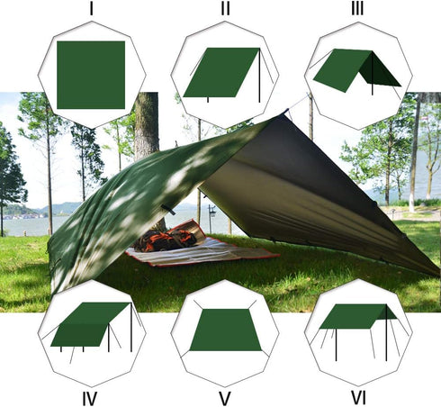 KALINCO Waterproof Camping Tarp Tent Hammock Rain Fly, 10X10FT/10X15FT, Lightweight Tarp for Camping