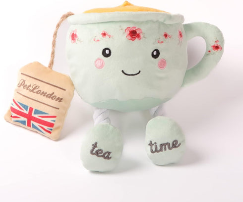 English Teacup Nosework Plush Dog Toy - Rope Legs and Crinkle Sound - UK British Design for Dogs