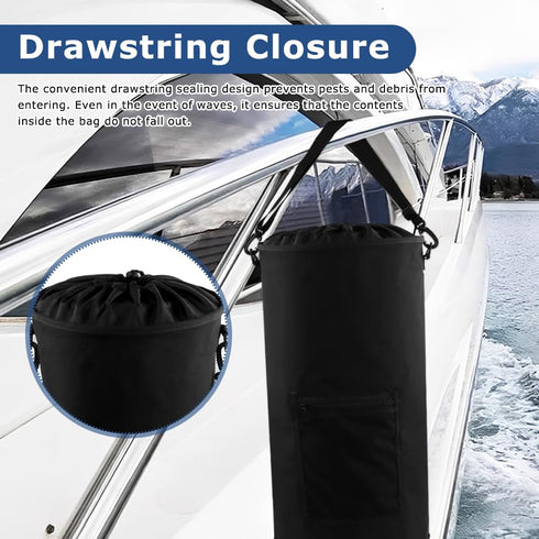 Trivolein 11.89-15.59Gal Boat Trash Can, Waterproof Nylon Boat Trash Bag Holder, Portable Foldable Marine Garbage Bin
