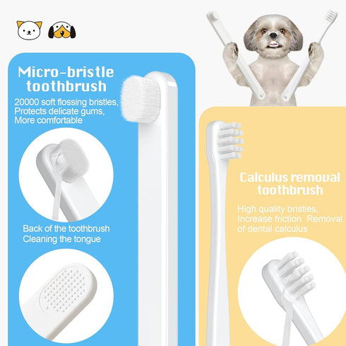 Samll Small Dog Toothbrush Kit,Puppy Tooth Brushing Kit, Suitable for All Puppy and Dogs Dental Care. White, Soft