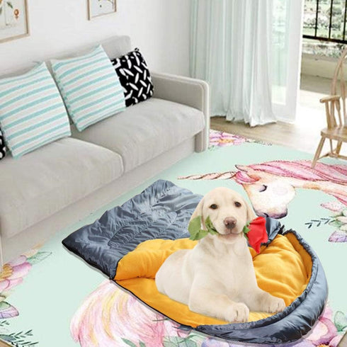 Lifeunion Waterproof Dog Sleeping Bag with Storage Bag, Warm Packable Dog Bed for Travel, Camping, Hiking (Grey+Orange)