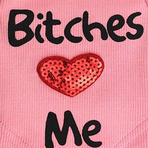 DroolingDog Pet Dog Clothes - Puppy Shirt Dog Sweater "Bitches Love ME" T-Shirt for Small Dogs, Pink