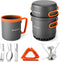 Odoland Camping Pots with Heat Exchanger, Camping Cooking Set with Portable Stove, Mess Kit for Hiking & Picnic