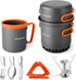 Odoland Camping Pots with Heat Exchanger, Camping Cooking Set with Portable Stove, Mess Kit for Hiking & Picnic
