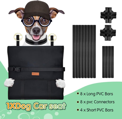 SWIHELP Dog Car Seat, Portable Pet Booster Car Seat with Clip-On Safety Leash, Anti-Collapse for Small Pets