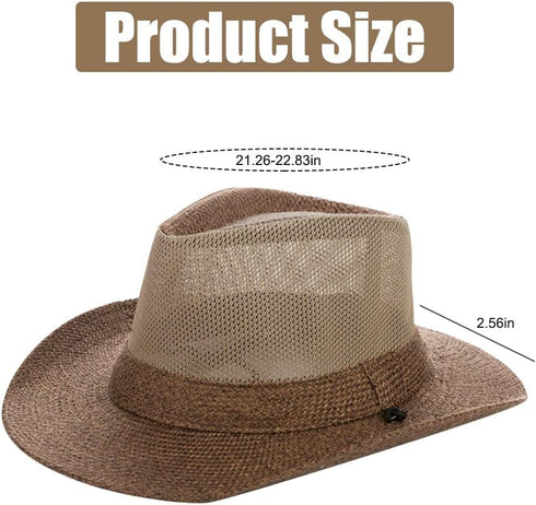 Wide Brim Straw Panama Hat Fedora Beach Sun Hat UPF50+ Unisex Fishing Hats