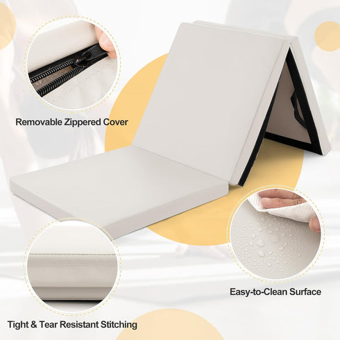 6 2 2 Goplus Folding Gymnastics Mat, x x Thick Tri-Fold Exercise Tumbling Mat w/Carrying Handles, Hook & Loop Fastener