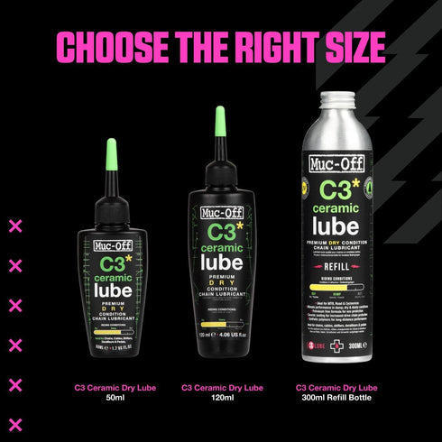 C3 120 Muc-Off Ceramic Dry Chain Lube, Milliliters - Premium Bike Chain Lubricant with UV Tracer Dye - Formulated