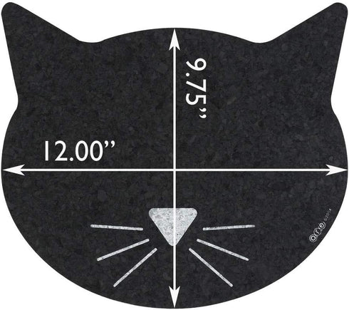 ORE Pet Black Cat Face Recycled Rubber Pet Placemat, 1 Pack