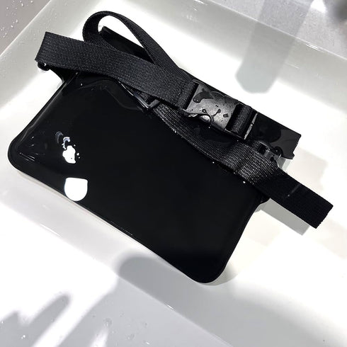 Waterproof Waist Bag with Secret Holder for Phone, Kindle, Wallet, Watch, Passport - Perfect for Beach, Pool (Black)