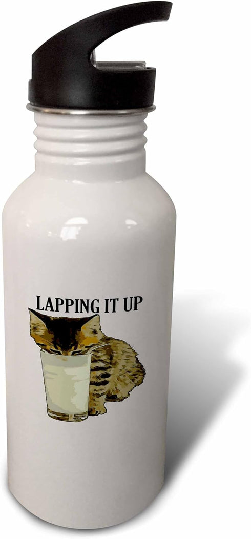 3dRose Lapping It Up Cute Tabby Drinking Milk From A Glass -