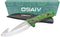 Fixed Blade Hunting Knife, Full Tang Stainless Steel Camping Knife with Gut Hook Edge, Green Wooden Handle, Sheath