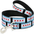 Chicago Flags Dog Leash, Black, 6 Feet Long, 1.5 Inch Wide