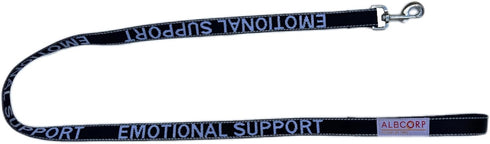 Albcorp Emotional Support Dog Leash, Embroidered with Padded Neoprene Handle, 4 Feet for Harnesses, Vests or Collars