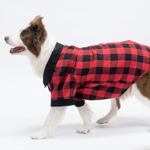 KOOLTAIL Dog Shirt, Red Buffalo Plaid Pet Apparel, Comfortable T-shirt for Small Medium Large Dogs and Cats, L