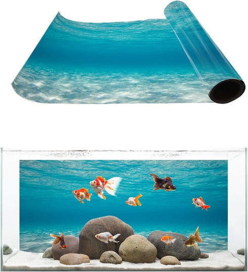 T&H XHome Aquarium Décor Backgrounds, Pure Blue Water Pattern PVC Adhesive Poster