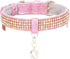 PetsHome Bling Rhinestones Cat Collar, Premium PU Leather with Pendant Adjustable Collars for Big Cat and Small to