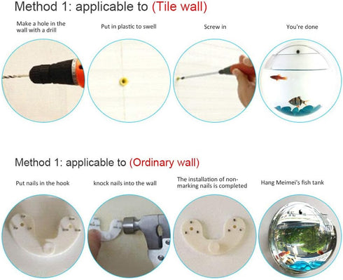 2PCS Wall Hanging Fish Tanks | Clear Acrylic Round Fish Tanks Flower Pot Vase for Hydroponics