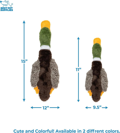 Best Pet Supplies Interactive Mallard Mates Dog Toy, Crinkle and Squeaky Plush for Small and Medium Breed Dogs (Brown)