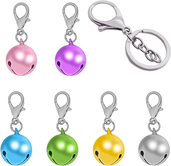 Pet Bells for Dog Cat Collar 6 Pack, Charm Pet Pendant Accessories with 1 Pack Stainless Steel Keychain