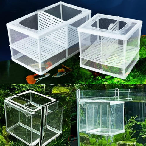 2 Pcs Aquarium Hatchery Net, Nylon Mesh Fish Fry Isolation Box with Breeder Box Separation Net