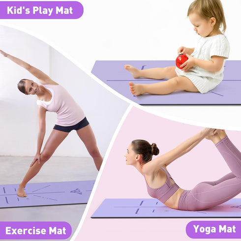 Yoga Mat 8mm Thick - Non-Slip Workout Mat 72"x 26"x 0.24" with Alignment Mark for Yoga, Pilates & Floor Workouts
