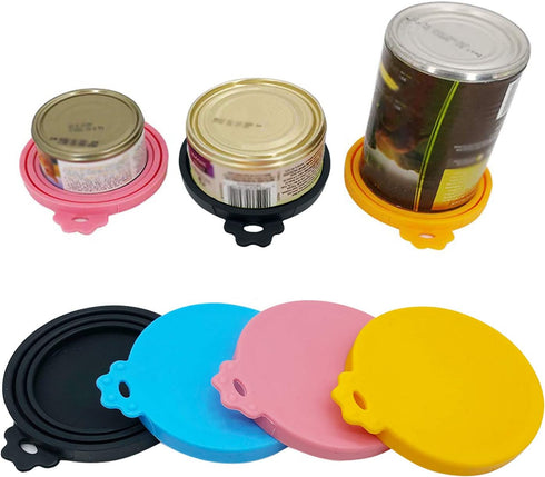 Food Can Covers, 4 Pack Universal BPA Free Silicone Lids for Dog Cat Food, Fits Standard Size Cans