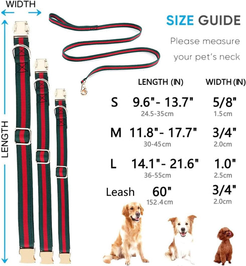 Premium Cute Dog Collar - Luxury Style Durable Pet Collars with Metal Buckle Safety for Small Dogs and Dog Leash