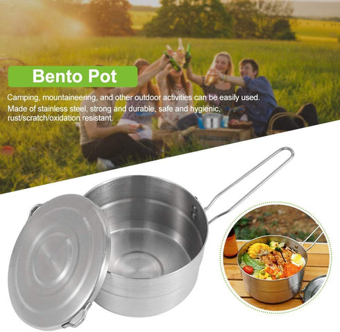 Stainless Steel Camping Cook Pot with Lid, 1.5L Large Capacity for Camping, Hiking, and Picnic