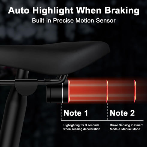 4 IPX6 Smart Bike Tail Light, Auto On/Off, Brake Sensing Rear Bike Light, USB C Rechargeable Bicycle Rear Light
