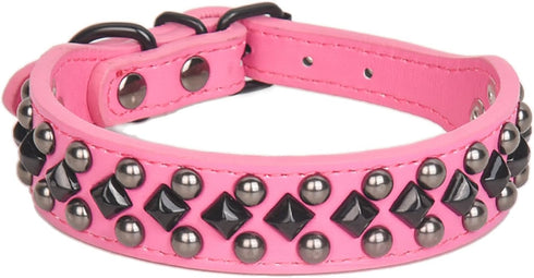 Spiked Studded Dog Collar, Soft PU Leather Adjustable Collars for Small Medium Large Dogs