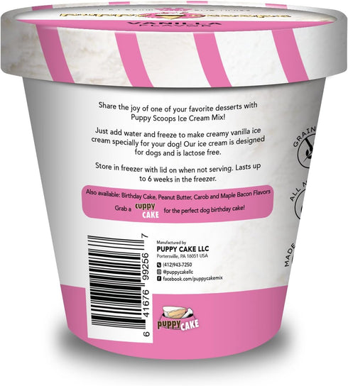 Dog Ice Cream Mix, Vanilla Flavor, 4.65 oz - Just Add Water and Freeze at Home, Made in USA