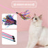 Cat Toy Wand 2PCS Interactive Feather Toy with Sound Paper Tassels, Pink+Blue