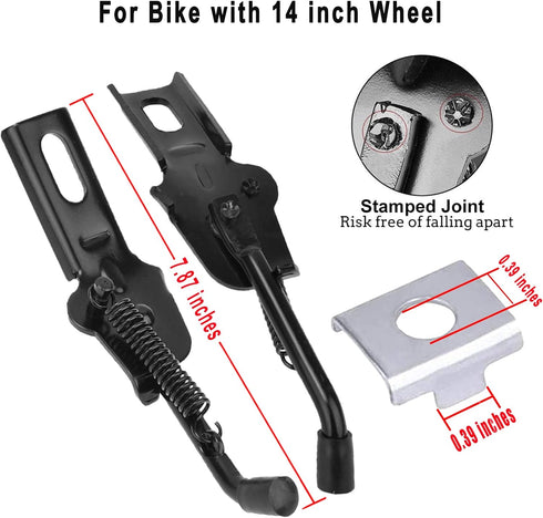 SEISSO Bike Kickstand for 14" Wheel Kids Bicycle - Rear Mount Kick Stand for 12-18 Inch Wheel Bikes