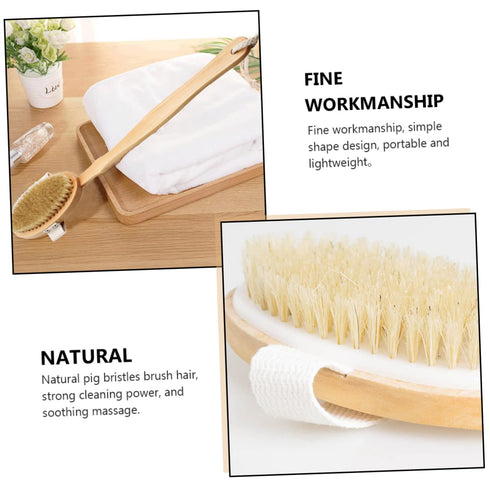 2PCS Pet Bathing Brush, Wooden Handle Bath Brush for Dogs and Cats, Practical Pig Bristle Bathing Tool