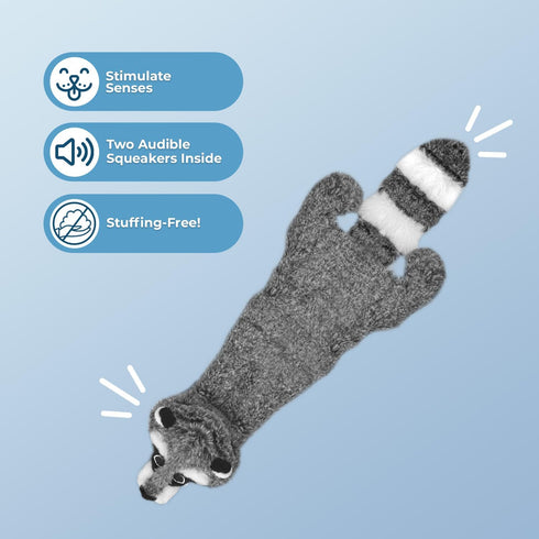 Best Pet Supplies Stuffless Squeaky Dog Toys - Raccoon, Small, 2-in-1 for Indoor Play