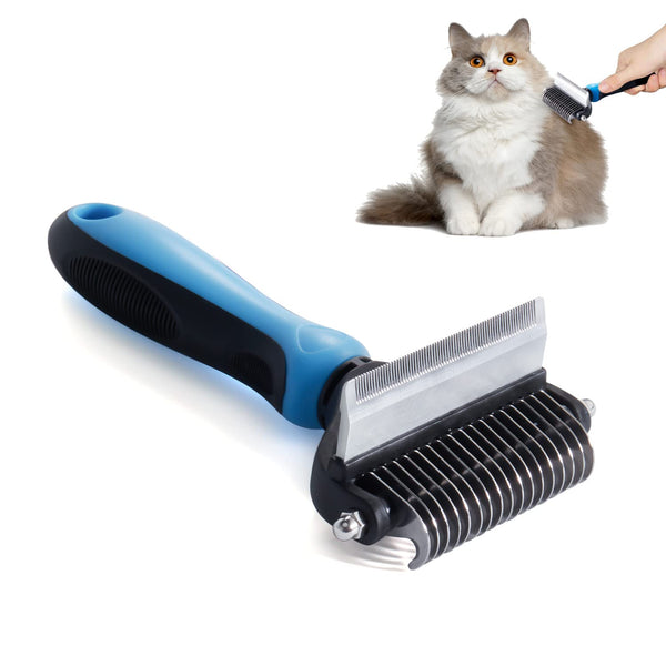 Potaroma Versatile Pet Grooming Brush, Double Sided Shedding and Dematting Undercoat Rake, Reduces Shedding by 95% for
