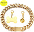 Gold Dog Collar 18k Cuban Link Chain, Chew Proof Stainless Steel, 15mm/19mm Wide, 10-26inch