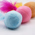 Furry Rattle Ball Cat Toy with Feather and Catnip, Interactive Pom Pom Balls for Cats, 2 Inch, 6 Pack