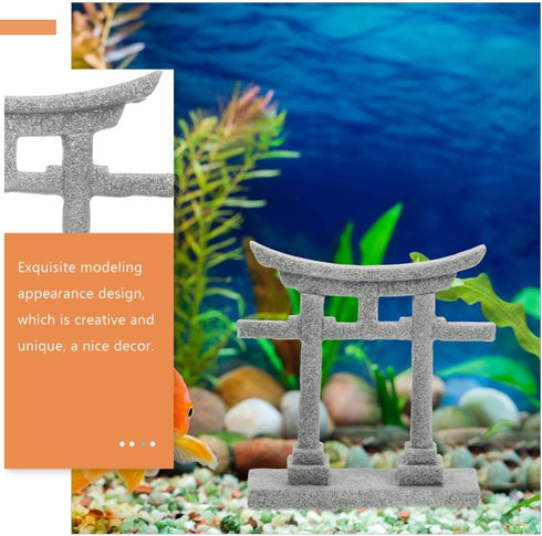 GANAZONO Japanese Shinto Shrine Torii Gate Miniature Ornament for Fish Tank Decoration