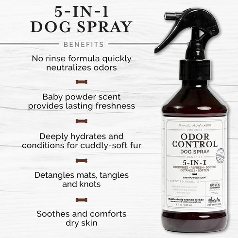 5-in-1 Odor Control Dog Spray, 240ml/8 fl oz, Oatmeal, Lavender, Tea Tree Oil for Dogs with Odor Issues