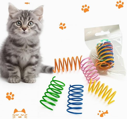 Cat Spring Toys 5 Colors (Yellow, Green, Pink, Blue, Orange), Durable Plastic