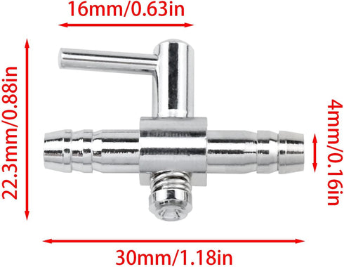 One-Way Air Flow Tubes, Stainless Steel Pump Lever Control Valves for Aquarium Fish Tank (Silver, 4PCS)