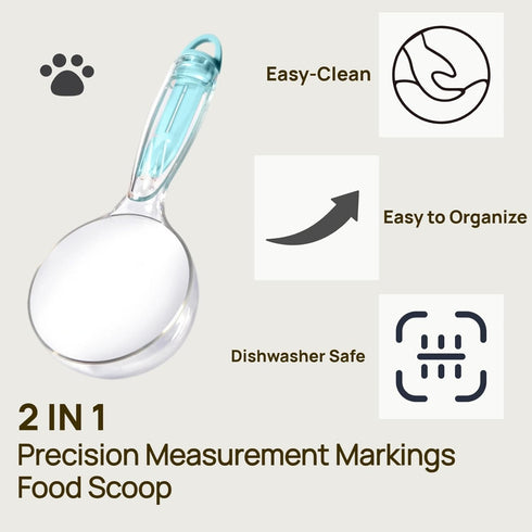 Pet Cat Dog Food Scoop, Dog Cup Capacity Cat Food Scooper With Sealing Clip, Puppy and Cat Coffee Bean, Flour Scoop