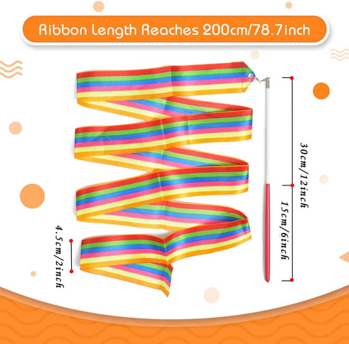 HUIANER Dance Ribbons Streamers, Rhythmic Gymnastic Ribbon Wands for Children Art Dances, 2 Pieces